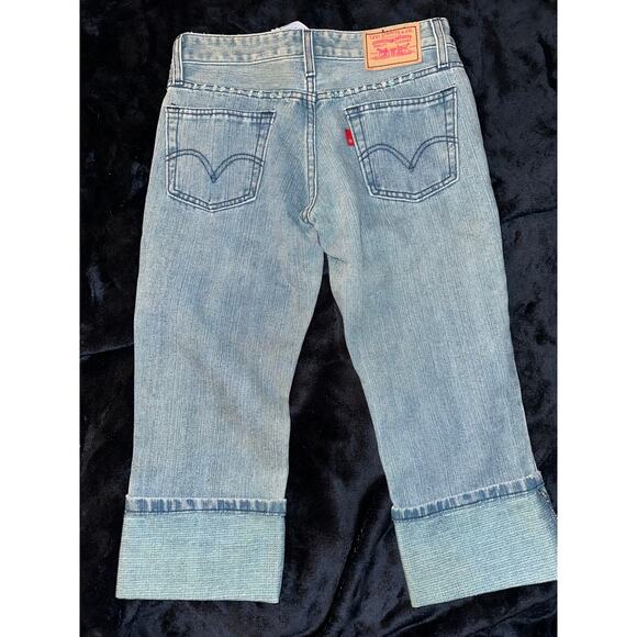 VINTAGE NWT DEADSTOCK FADED LEVIS CUFFED CAPRI JEANS SIZE 2 - Picture 1 of 10